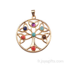 Pendentif de Chakra arbre Charm en acier inoxydable pour Noël